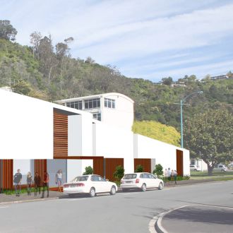 A concept painting of the redeveloped Museum Research Centre on Boon Street.