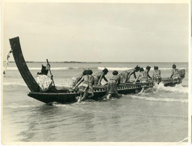 The filming of The Seekers at Otarawairere, 1954, Whakatāne Museum Collection, 9338 