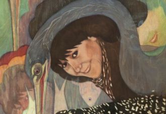 : "Mary Anhinga" from Jennifer Epperson's painting series “Women as Birds, Portraits of Power”"