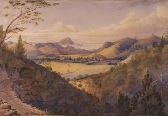Alfred Sharp, A peep at Coromandel from the Whangapoua bridle track, 1884