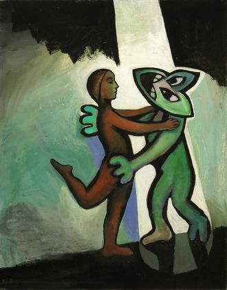 Dancer and Self, acrylic on canvas, 56 x 71cm