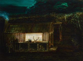 John Walsh, Hunkered in Hut 19, 2009, Oil on board